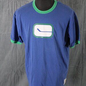 Vancouver Canucks Shirt (Retro) - Stick in Rink Logo Ringer T- Men's XL